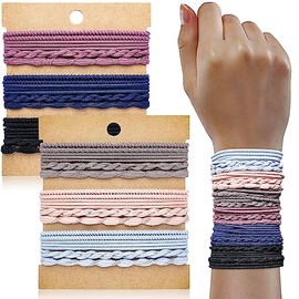 KANPRINCESS - Juego de 24 lazos para el pelo estilo bohemio, pulseras para el pelo para niñas y mujeres, lazos para el pelo de nailon suave y algodón