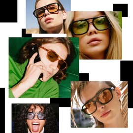 Earrings Sunglasses Retro 70s Square Aviator Sun Glasses for Women Men Vintage Trendy Fashion Shades 2025
