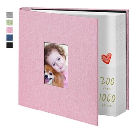 Yopih Photo Album 4x6 100 Pockets Photo Albums with Linen Cover Picture Albums for Family, Wedding, Baby, Photo Book Holds Vertical Pictures Pink