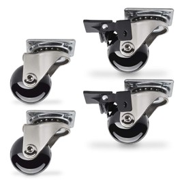 SOTECH Set of 4 Swift Furniture Castors Diameter 35 mm Swivel Castors Fixed Castors Black 2 with and 2 without Locks