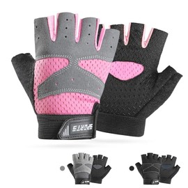 CubePlug Boys Girls Non-Slip Cycling Gloves Half Finger - Padded Grips Palm for Unisex Children, Ideal for Summer Riding, MTB, Bike, Sports, Hiking, Climbing, and Gym (Rouge, S)