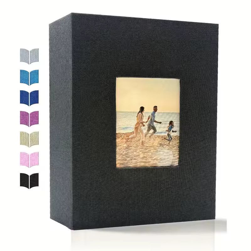 Linen 4x6 Photo Album with Cover Window, 200/300/600 Pockets