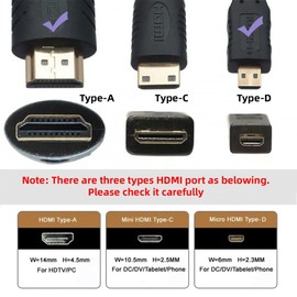 CY 90 Degree Right Angled Micro HDMI 2.1 Ultra Thin HDTV Cable 8K 4K Hyper Super Flexible Slim Cord Type-A to Type-D for Camera HDTV 50cm