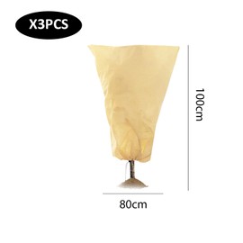 Pack of 3 80 x 100 cm Plant Protectors, Antifreeze for Plants, Plant Protection Products with Drawstring and Zip, Multi-Purpose Protection, Winter Protection for Potted Plants (Beige)