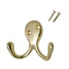 2 Pack of Brass Double Coat Hooks Door & Wall