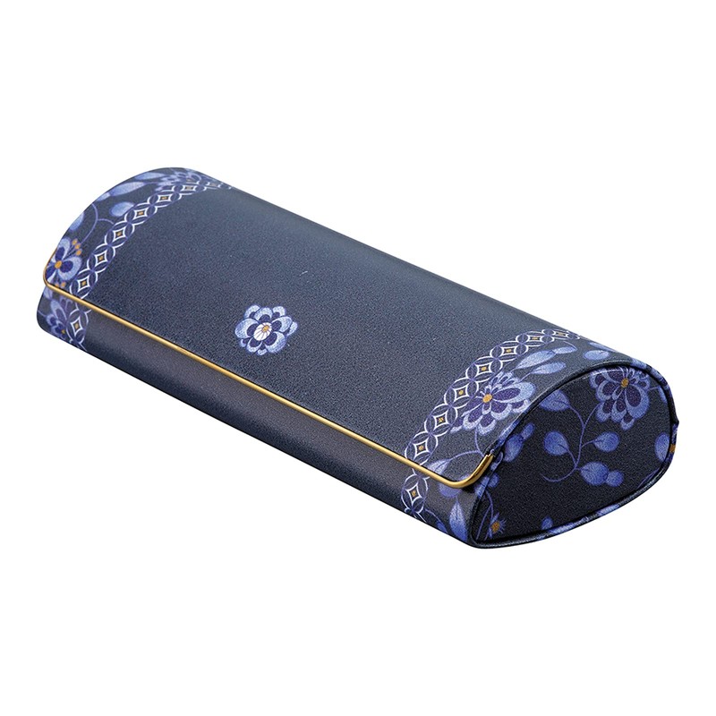 Narumi NA-4 Pearl Glasses Case, Blue, Hard, Magnetic, Floral Pattern