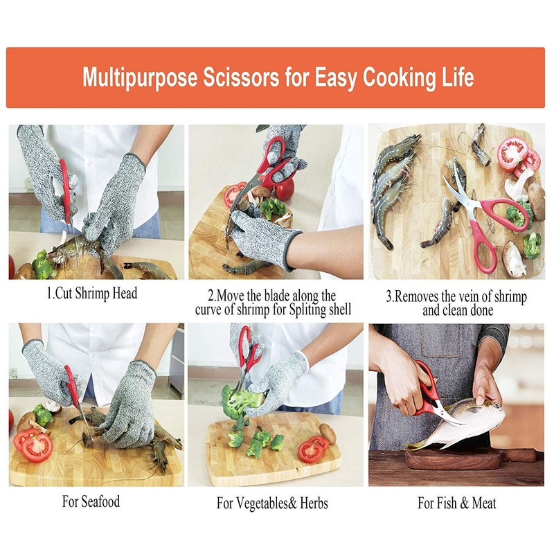 MINGZE 1 Piece Multifunctional Kitchen Scissors Fine Lobster Shears Shrimp