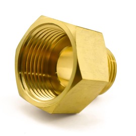 Brass Pipe Fitting, ZESE 3/8-Inch NPT Female Thread Pipe x 1/4-Inch NPT Male Thread Pipe Reducer Adapter Faucet Hose Connector, 1/4'' M x 3/8'' F