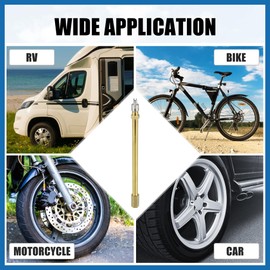 A ABSOPRO 4pcs 140mm/5.51" Long Brass Auto Tire Valve Extension Adaptor Air Tyre Stem Extender Inflation Stright Bore for Car Truck Motorcycle Bike Scooter Item Replacement