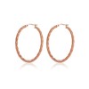 Rose Gold Flashed Sterling Silver 3mm Oval Twist Hoop Earrings,