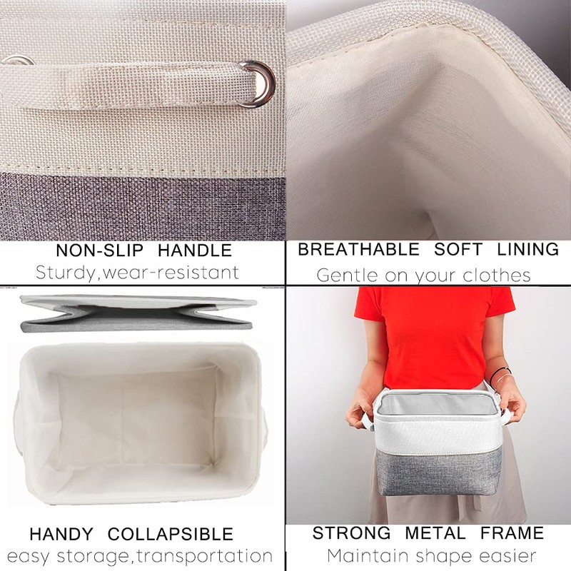 Mangata Small Canvas Storage Box, Fabric Storage Basket with Handles