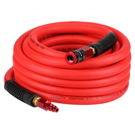 EADUTY Hybrid Air Hose 3/8 In. x 25 ft, Lightweight, Flexible, Durable Air Compressor Hose with Aluminum Universal Quick Coupler and Industrial Plug, Red