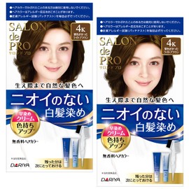 【まとめ買い】 Salon de Pro Gray Hair Dye Unscented Hair Dye Quick Dye Cream 4K Light Brown with Chestnut Tone [Quasi-Drug] 2 pieces