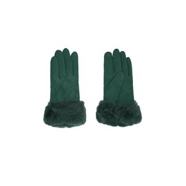 QUEEN HELENA Ladies Winter Warm Elegant Suede Soft Fur Gloves G03-1, petrol