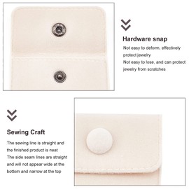 6 Pcs Velvet Jewelry Pouches with Snap Button, Off-White Velvet Jewelry Storage Bags Luxury Gift Bag for Candy Gift and Jewelry Necklace Bracelet Packing, 7x7cm