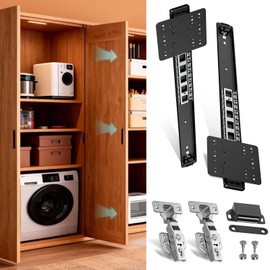 Mdkave 16inch Pocket Door Slides with Hinges,Pocket Cabinet Door Hardware Kit,Space Saving Sliding System for Cabinets (16inch,1Set)