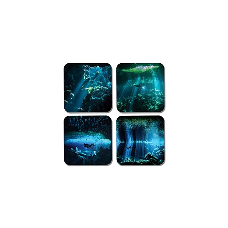 DV DESIGN 4 x Square Scuba Diving Coasters - Sea