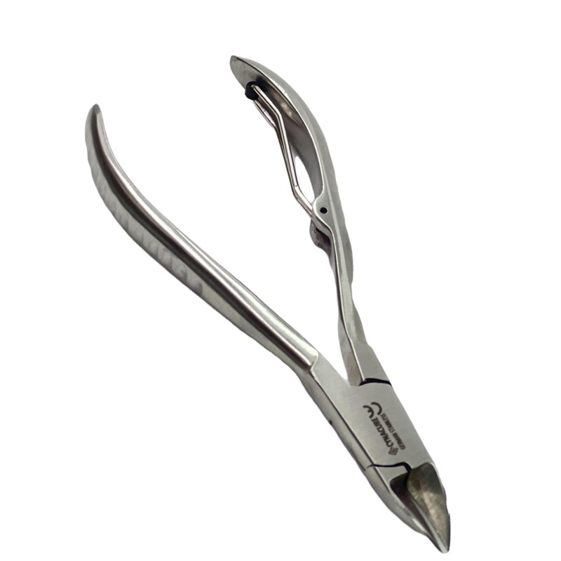 5in Nail Nippers with Curved Jaws and Foldable Spring Mechanism