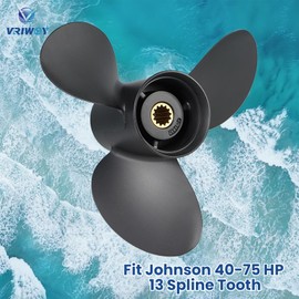 VRIWOY Upgrade Aluminum 12×17 Boat Propeller for BRP Johnson Evinrude OMC Stern Drive，45-75HP Outboard Engines, OEM Propellers for 45 50 55 60 65 70 75 HP 13-Spline Tooth，RH