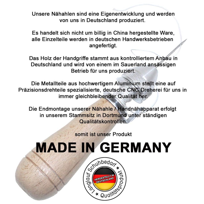 Langlauf Schuhbedarf Professional Sewing Awl Saddle Awl with Leather Needle