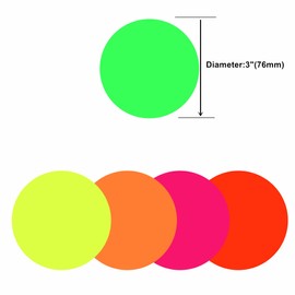 Hycodest 3 inch Circle Color Coding Inventory Labels Round Self-Adhesive Stickers Writable Label Fluorescent Paper 50 PCS, Mix 5 Color