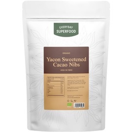 Everyday Superfood Organic Yacon Sweetened Cacao Nibs 190g | Peruvian Cacao Nibs Coated in Yacon Syrup