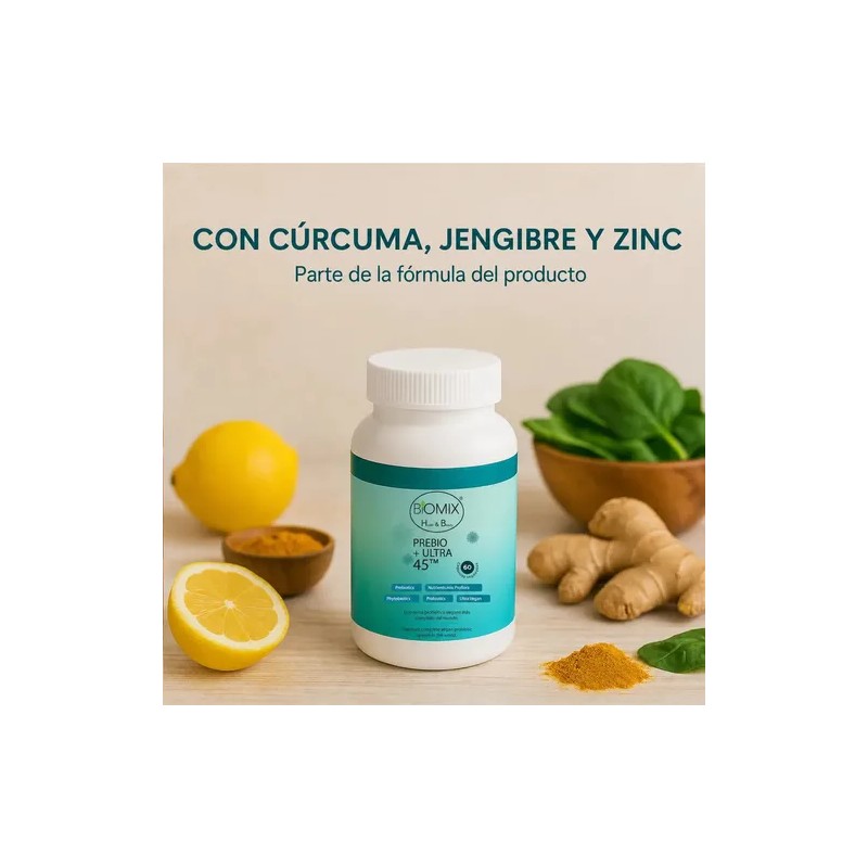 Probióticos y Prebióticos Con Cúrcuma, Zinc y Vitamina D3 para