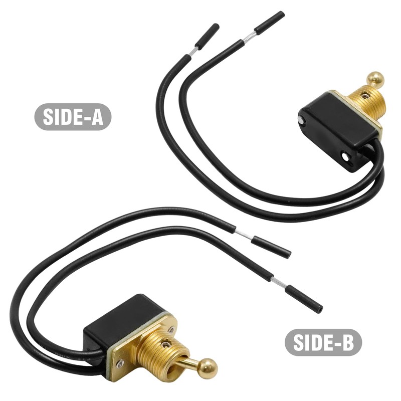 MospdyGear 2Pcs 6A 120V 2-Wire Rocker Toggle Switch, Brass Heavy