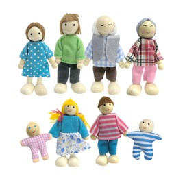 OAAO 8-Piece Wooden Figure Set, Dollhouse Accessories, Children's Toy Accessories, Mini-Doll Set for Playroom or Collection Display