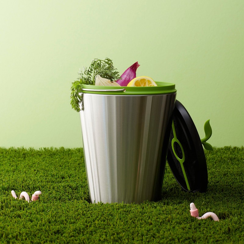 Chef'n 5269025 ECOCROCK COMPOST Papelera, 75 galones, acero gris