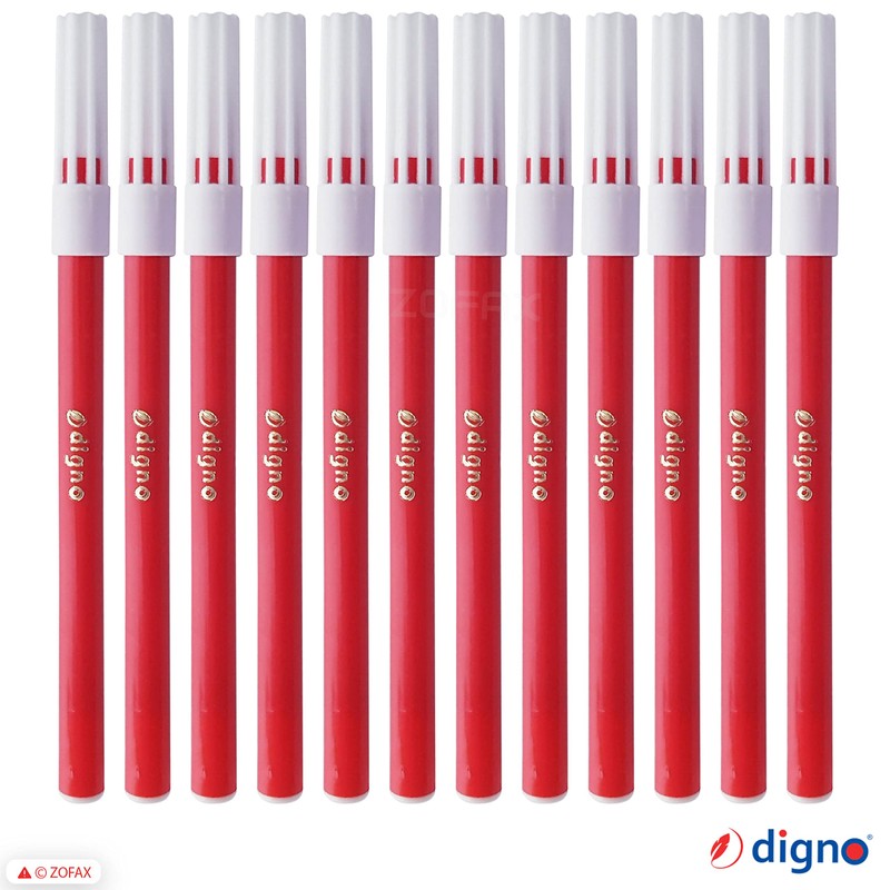 DIGNO SketchStic Felt Tip Pens, RED, Pack of 12, Fibre