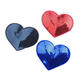 YYCRAFT Pack of 15 Pcs Shinny Sequins Heart 3.25 Inch Iron on Applique Embroidered Patches Craft Wedding Ornament, 3 Colors Red,Royal,Navy