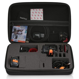 Wicked Chili GOP Case Compatible with Rollei Actioncam 560/550/540/530/510/425 Case for Camera, LCD and Accessories (with Carry Handle and Compartment with Zip), black, Functional