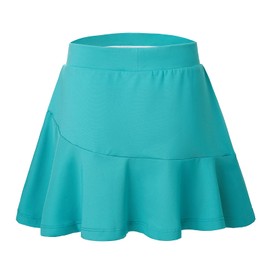 MERIABNY - Falda de tenis para niñas con pantalones cortos integrados para correr de golf, 6 a 12 años, Turquesa, 6-7 Años