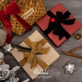 Ribbli Khaki Velvet Ribbon 1 Inches Continuous 25 Yard Spool Khaki Christmas Ribbon for Gift Wrapping Crafts Home Decor