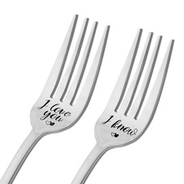 Bridal Shower Gifts for Bride Salad Dinner Forks Gifts for Groom Her Him Wedding Engagement Gifts for Couples Wife Husband Christmas Anniversary Birthday Gifts for Girlfriend Boyfriend Fork Set for 2