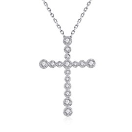 VIKI LYNN 925 Sterling Silver Cubic Zirconia Cross Necklace Jewelry for Women Girls, Cubic Zirconia 925 Sterling Silver with 18K White Gold Plated Zirconia, Cubic Zirconia