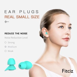 Fitciz Ear Plugs for Sleeping, 2 Pairs Multi-Size Comfortable Reusable Noise Reduction Ear Plugs, Earplugs for Sleep, Snoring (for Women and Small Ear, S+M)