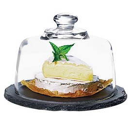 Anchor Hocking Presence Round Slate Platter with Glass Dome