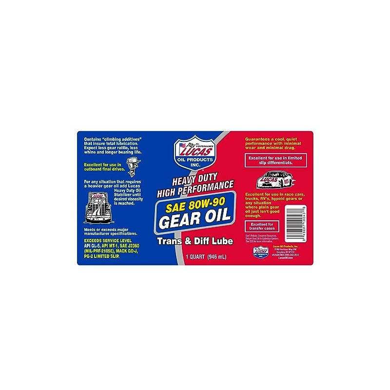 Lucas Oil 10043 SAE 80W-90 Heavy Duty Gear Oil -