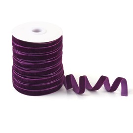 PandaHall 50 Yards Single Face Velvet Ribbon 3/8 Inch 10mm Velvet Ribbon Spool for Gift Wrapping Hair Bow Clip Sewing Wedding Decoration(Purple)