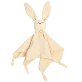 LITTLE RAWR Organic Cotton Muslin Bunny Loveys for Babies Baby Security Blanket Baby Snuggle Toy Newborn Essentials Must Haves(Rabbit-Off White)