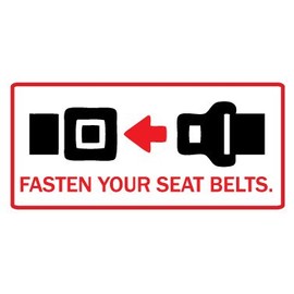 Picniva 2Pack 5" Fasten Your Seat Belts Taxi Notice/Warning/Reminder Sign Sticker Decal