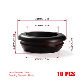 YIXISI 120 PCS 10 Sizes Rubber Grommets Kit, Conductor Gasket Ring Grommets, Black Rubber Hole Plugs Electrical Wire Gaskets, for Protecting Wires, Cables and Plugs