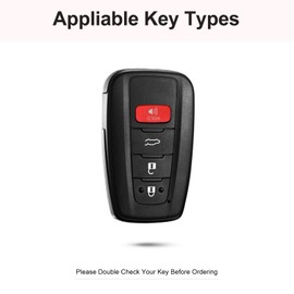 SHANGHONG Compatible with Toyota Key Fob Cover with Keychain Genuine Leather Crystal Key Case Protector for 2018-2022 Camry RAV4 Highlander C-HR Prius Corolla Avalon GT86 Smart Key, White