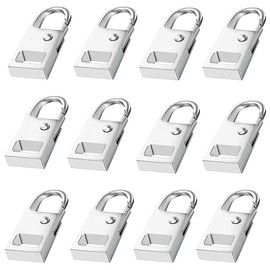 Pack of 12 Zip Pull, Zipper Tags, Zip Pull Tabs Replacement, Removable, Smooth and Durable, for Luggage, Suitcase, Coat, Bag, Boots (Silver)
