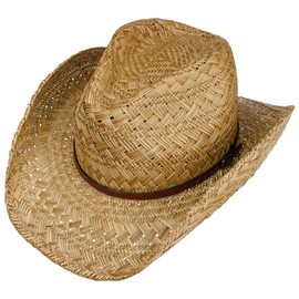 Lipodo Tencova Western Straw Hat - Natural Colour Hat - Cowboy & Rodeo Style - Summer Hat for Men and Women - Spring/Summer, natural