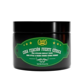 Charle's Cera Fijación Fuerte Cítrica 2oz - Pomada Premium Para Cabello Tamaño Viaje - Para Cabello, Barba y Bigote - Efecto Húmedo Base Agua - Aroma Cítrico