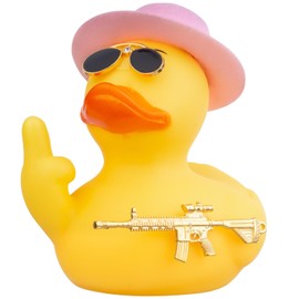 CoFuBcad 3.15" Funny Rubber Duck Car Dashboard Decorations Duck Car Ornaments with Mini Cowboy Hat Sunglasses Cool Prop for Car Accessories