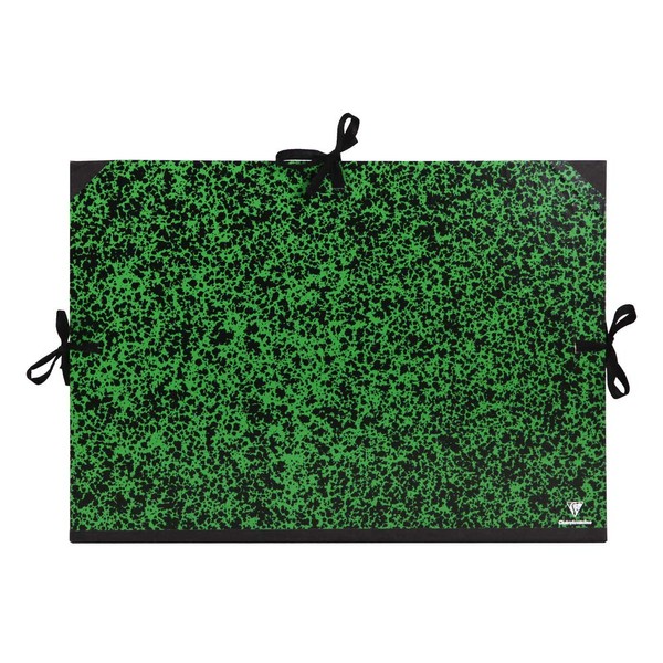 Clairefontaine Annonay 32200C Drawing Folder with Ribbons without Inner Flaps Spine 30 mm DIN A2+ Internal Dimensions 42 x 59.4 cm External Dimensions 47 x 62 cm Green Marbled Pack of 1 Updated